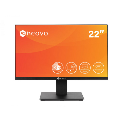 AG Neovo LA-2202 monitor, 21.5" LED VA fekete, FullHD, VGA, HDMI, DP, hangszóró