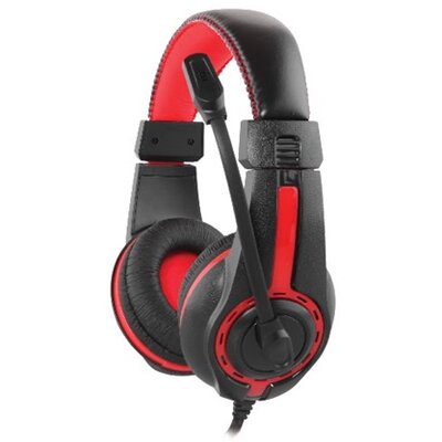 Rampage Fejhallgató - SN-R1 (mikrofon, 3.5mm jack, hangerőszabályzó, nagy-párnás, 2.2m kábel, fekete-piros)