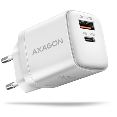 Axagon ACU-PQ30W USB-C + QC3.0 30W fehér fali töltő