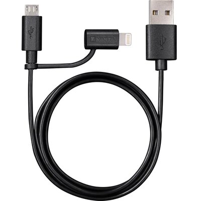Varta 57943101401 1m 2in1 USB - microUSB/Lightning fekete adat- és töltőkábel