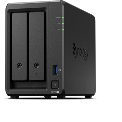 SYNOLOGY NAS 2 fiókos AMD Ryzen R1600 2x2,6GHz, 16GB DDR4 RAM, 2x1000Mbit, 1xUSB3.2Gen1 - DS723+16G