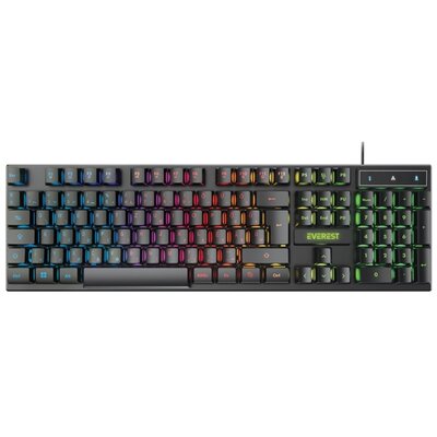 Everest Gamer Billentyűzet - KB-188 Borealis Rainbow (N-key, USB, fekete, magyar, RGB LED)