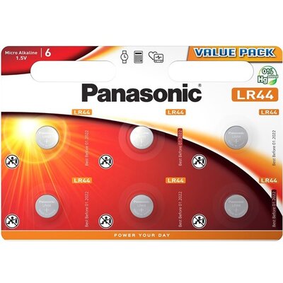 Panasonic LR-44EL/6BP LR44 alkáli gombelem 6 db/csomag