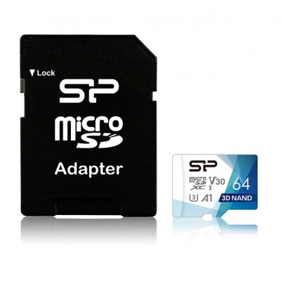 Card MICRO SDXC Silicon Power Superior Pro 64GB - C10,UHS-I U3, A1, V30