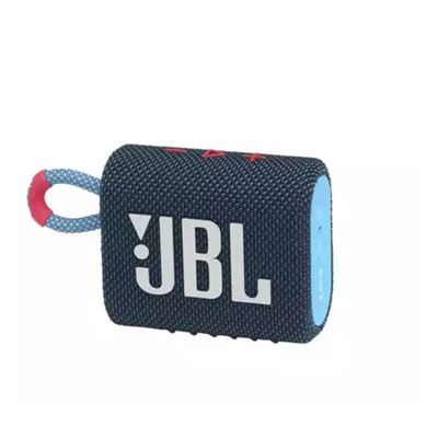 JBL Hangszóró Vezeték nélküli - GO 3 (IP67 víz és porállóság, hangerőszabályzó, BT 5.1, USB-C, Kék-Pink)
