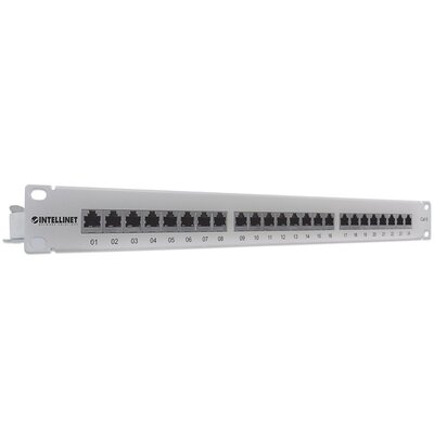 Manhattan Patch panel - CAT6 FTP árnyékolt patch panel, 24 portos, 1U, Szürke