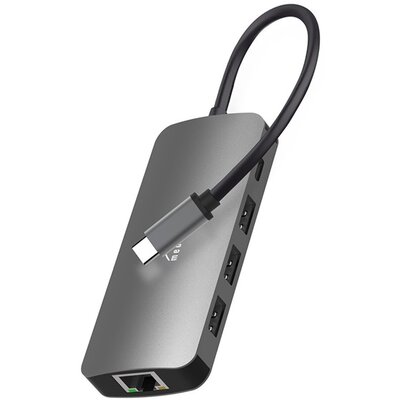 MEDIA-TECH USB-C HUB PRO 8in1 LAN, HDMI, kártyaolvasó, PD