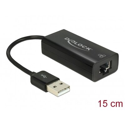 Delock Átalakító - 62595 (USB2.0 -> Lan RJ45, Fekete)