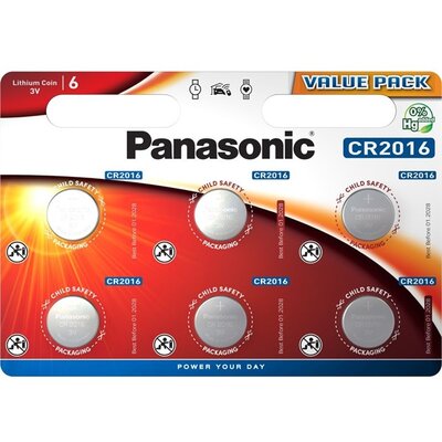 Panasonic CR2016 3V lítium gombelem 6db/csomag