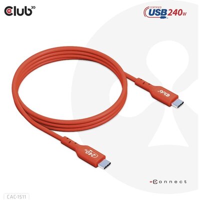 Club3D USB2 Type-C Bi-Directional USB-IF Certified Cable Data 480Mb, PD 240W(48V/5A) EPR M/M 1m / 3.23 ft