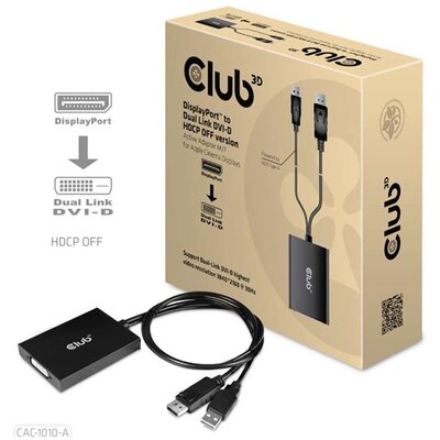 Club3D DisplayPort to Dual Link DVI-D HDCP OFF version Active Adapter M/F - Apple Cinema Kijelzőkhöz