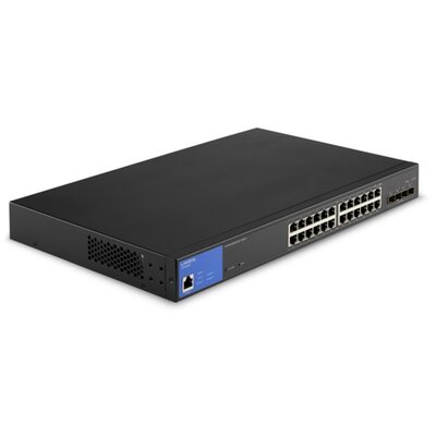 Linksys LGS328MPC 24x GbE PoE+ LAN 4x SFP+ port L3 menedzselhető PoE+ switch
