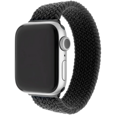 FIXED kötött nylon szíj Apple Watch 38/40mm, XL méret, fekete