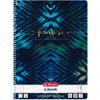 Herlitz Batik Fearless A4 80lapos perforált kockás spirálfüzet