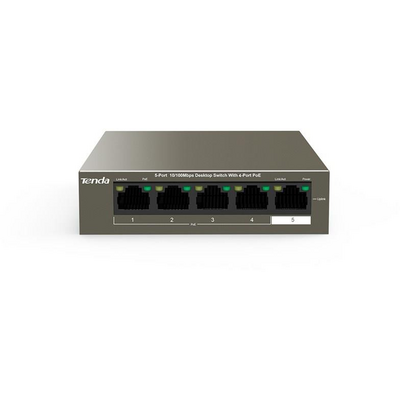 Tenda TEF1105P-4-38W 5-Port 10/100Mbps Desktop Switch with 4-Port PoE