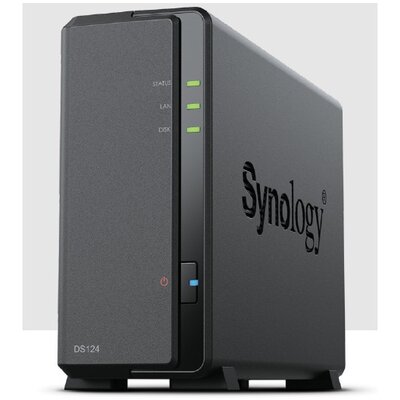 SYNOLOGY NAS 1 fiókos DS124 Realtek RTD1619B 4x1,7GHz, 1GB DDR4, 1x1GbE, 2xUSB3.2Gen1