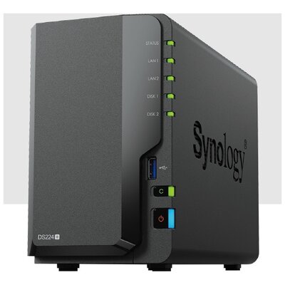 SYNOLOGY NAS 2 fiókos DS224+ Intel Celeron J4125 4x2GHz, 2GB DDR4, 2x1GbE, 2xUSB3.2Gen1