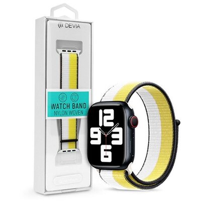 Devia ST364655 Apple Watch 38/40/41mm fehér/sárga szövet sport szíj