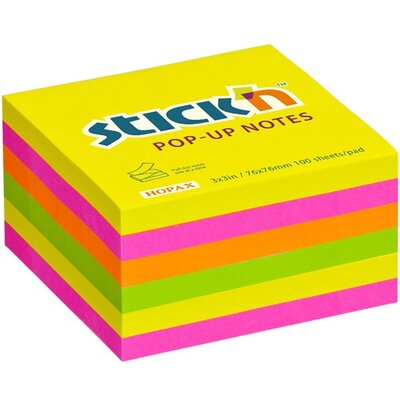 Stick'N 76x76mm 100 lap/tömb (6 tömb/csomag) neon mix öntapadó jegyzettömb