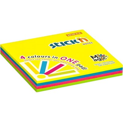 Stick'N Magic Pad 76x76mm 100 lap neon mix öntapadó jegyzettömb