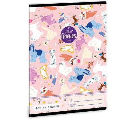 Ars Una Doggy Friends 23 5268 A5 12-32 3. osztályos vonalas füzet
