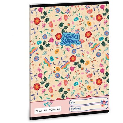 Ars Una Flower Power 23 (5260) A5 21-32 vonalas füzet