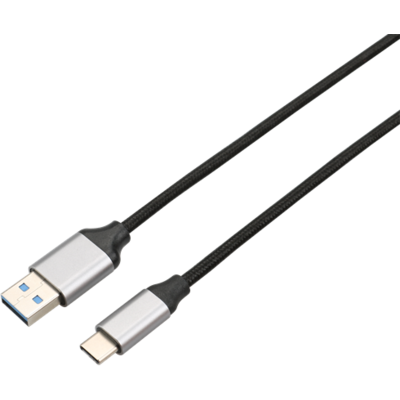 AVAX CB301G STEELY USB A-Type C 60W gyorstöltő, sodorszálas kábel, 3A, acélszürke - 1,5m