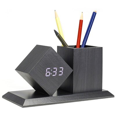 TOO PHC-330-B fekete digitális óra írószertartóval