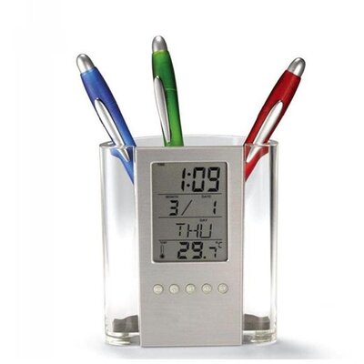 TOO PHC-200-C ezüst digitális óra írószertartóval