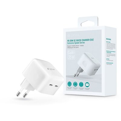 Devia ST366086 GaN 35W 2xType-C hálózati töltő adapter