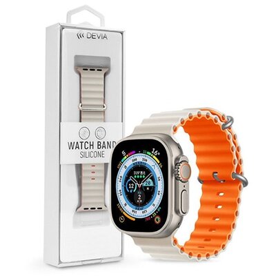 Devia ST381621 Apple Watch 38/40/41mm fehér/narancs szilikon sport szíj