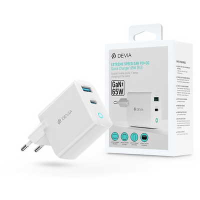 Devia ST362743 GaN 65W USB + Type-C fehér hálózati töltő adapter