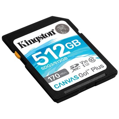 KINGSTON Memóriakártya SDXC 512GB Canvas Go Plus 170R C10 UHS-I U3 V30