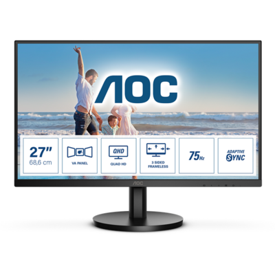 AOC VA monitor 27" Q27B3MA/BK, 2560x1440, 16:9, 250cd/m2, 4ms, 2xHDMI/HDCP/DisplayPort, hangszóró