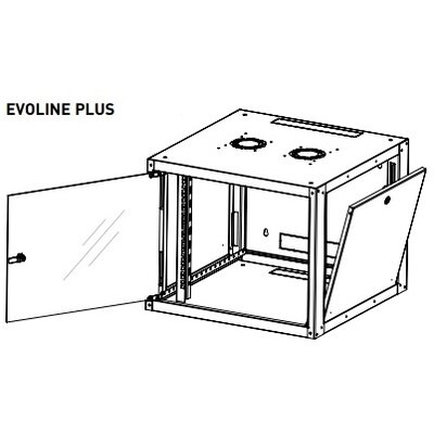 Legrand EVO9U6060P Evoline+ 19" 9U 600x600mm levehető oldallapos üvegajtós egyrészes fali rack szekrény