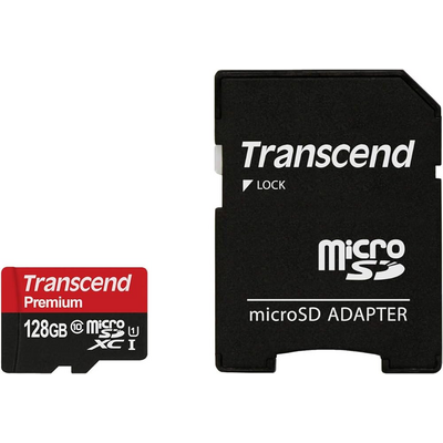 Transcend 128GB MICROSDXC CLASS10 U1 W/ADAPTER