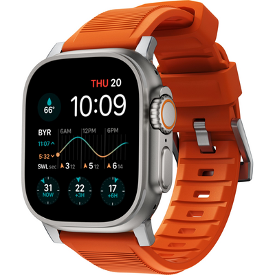 Nomad Rugged Strap, orange/silver - Apple Watch Ultra (49mm) 8/7 (45mm)/6/SE/5/4 (44mm)/3/2/1 (42mm)