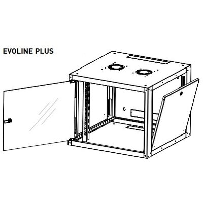 Legrand EVO9U6045P Evoline+ 19" 9U 600x450mm levehető oldallapos üvegajtós egyrészes fali rack szekrény