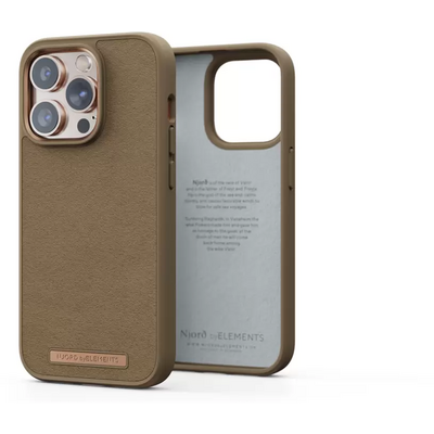 Telco Accessories NJORD SUEDE COMFORT+ CASE FOR IPHONE 14 PRO CAMEL