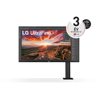 LG IPS monitor 31.5" 32UN880P, 3840x2160, 16:9, 350cd/m2, 5ms, 2xHDMI/DisplayPort/USB-C/2xUSB, Pivot, hangszóró