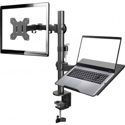 Gembird MA-DA-03 Adjustable Desk Mount With Monitor Arm And Notebook Tray Black