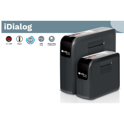 RIELLO szünetmentes tápegység, IDG600, 600VA/360W, 4x IEC C13, offline ups, USB