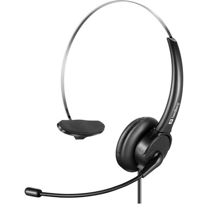 SANDBERG Headset mikrofonnal, USB Office Headset Mono, Fekete