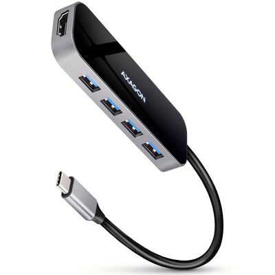 AXAGON HMC-6H4A SuperSpeed USB-C COMBO 6in1 hub Black/Grey