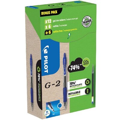 Pilot G2 Greenpack 0,7mm 12db kék betéttel zseléstoll