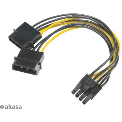 Akasa 4pin Molex - 6+2pin PCIe adapter - 15cm - AK-CBPW20-15