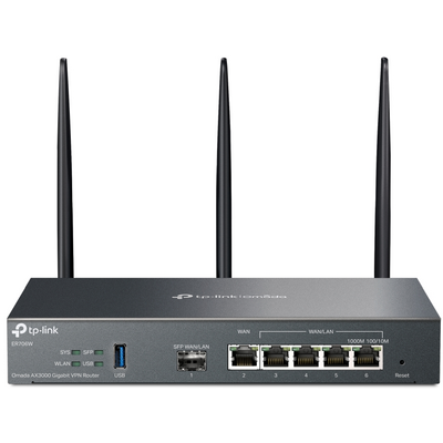 TP-LINK Vezetékes Omada AX3000 VPN Router 1xWAN(1000Mbps) + 4xLAN(1000Mbps) + 1xSFP + 1xUSB3.0, ER706W