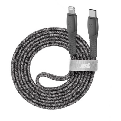 RivaCase PS6107 GR12 Type-C/Lightning nylon braided cable, 1,2m Grey