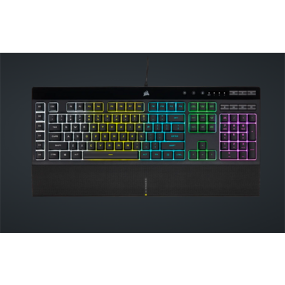 CORSAIR Vezetékes Billentyűzet Gaming, K55 RGB PRO, 6 programozható billentyű, Cseppálló, Csuklótámasz, US, fekete