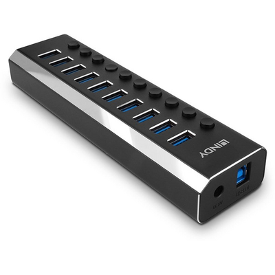 LINDY 10 Port USB 3.0 Hub with On/Off Switches